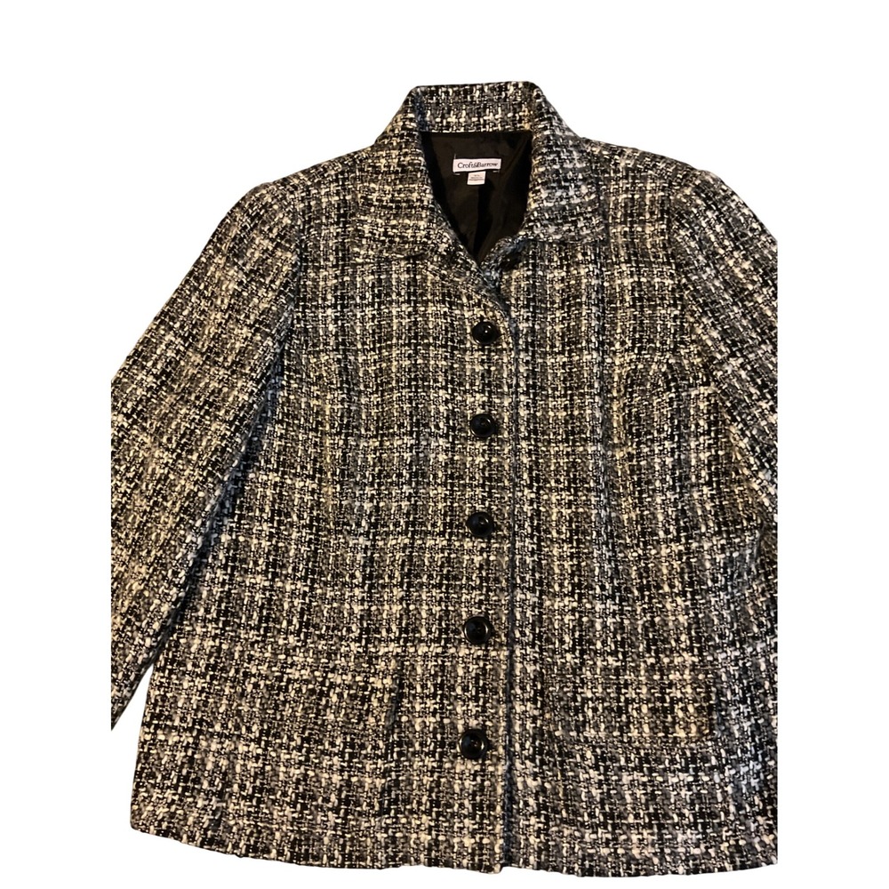Croft & Barrow Women's XL Black White Tweed Blazer Jacket‎ - Picture 4 of 8